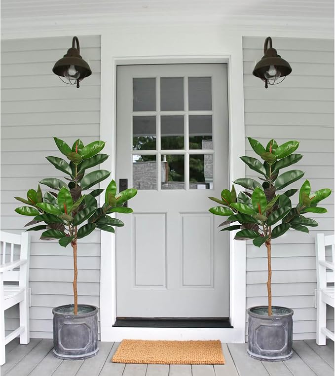 5FT Tall Fake Tree Plant for Home Decor, Artificial Rubber Tree Indoor Floor Plant, Large Faux Ficus Tree Potted Fake Tropical Plants Decorative for Office Store Room Corner Decor