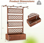 Giantex Raised Garden Bed with Trellis, 72'' Wooden Planter Box Outdoor w/Privacy Screen Roof, Large Vertical Garden Planter w/Drainage Holes for Climbing Plants, Patio Balcony Backyard