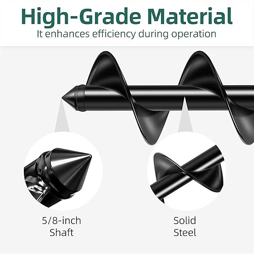 2Pcs Auger Drill Bit for Planting 2 x 14.6 Inch & 4 x 15.8 Inch Set, Heavy Duty Steel Gardening Tools Drill Auger Compatible for 3/8 Inch Hex Drive Earth Drill Fence Post Umbrella Hole Digger