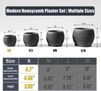 Plant Pots, Modern 3D Printed Honeycomb Planters for Indoor Plants, 4.7 Inch Matte Black Decorative Flower Pot for Office Desktop, Bookshelf & Home Decor, Lightweight & Durable.