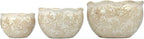 Galt International Ceramic Plant Pots Set of 3 Rustic Vintage Farmhouse Cream Crackle Glaze (11"/ 9.6"/ 7") Garden Indoor Outdoor Flower Planter w/Drainage Hole (Vintage Brown)