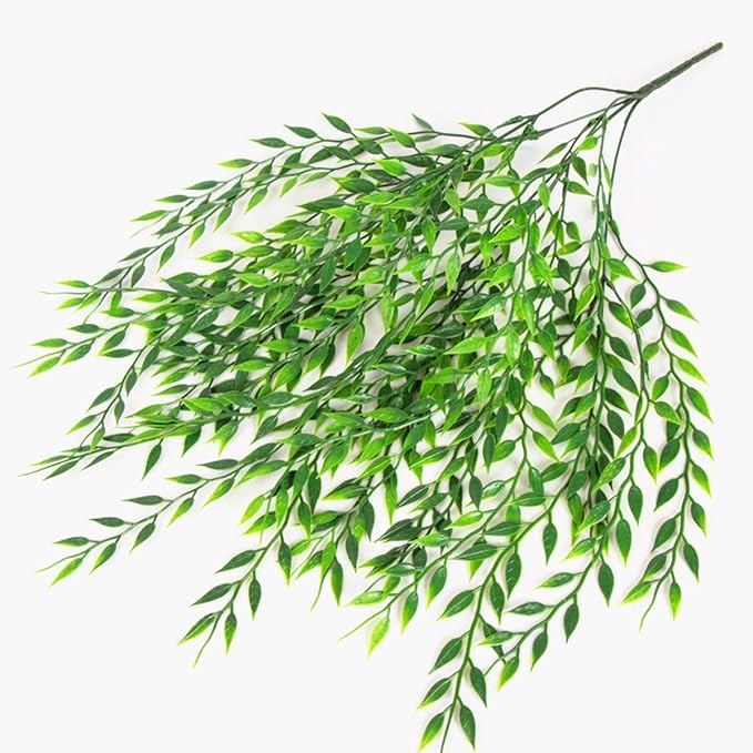 PASYOU Artificial Willow, Plastic Plants Greenery Leaves Fake Hanging Vine Faux Ivy for Home Indoor Outdoor Garden Door Wall DIY Basket Planter Filler Wedding Party Decoration UV Resistant - 8 Pack