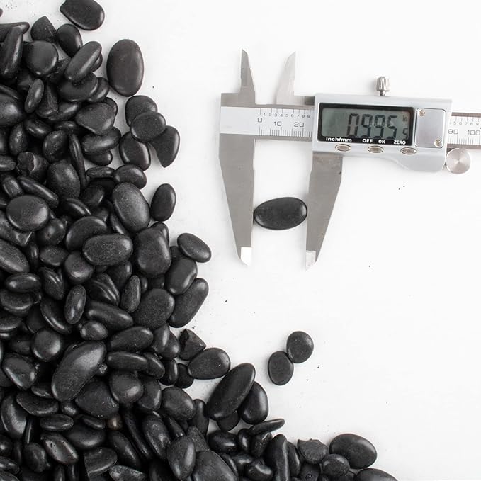 18 lb Natural Polished Black River Rock for Plants, 1/2" Black Pebbles for Aquarium, Vase, Garden Landscape Rocks and Outdoor Decorative Stones