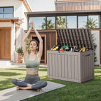45 Gallon Waterproof Resin Deck Box, UV Resistant Outdoor Storage for Garden, Patio, Porch, Delivery（Grey，45 Gallon）