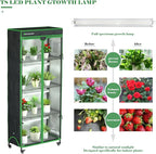 Indoor Greenhouse with Grow Light, 35.8" W x 17.8" D x 71.8" H, 5-Tier Plant Shelf with 3-Color T8 Growth Lights, Plant Stand with Smart Timing Plug and thermohygrometer