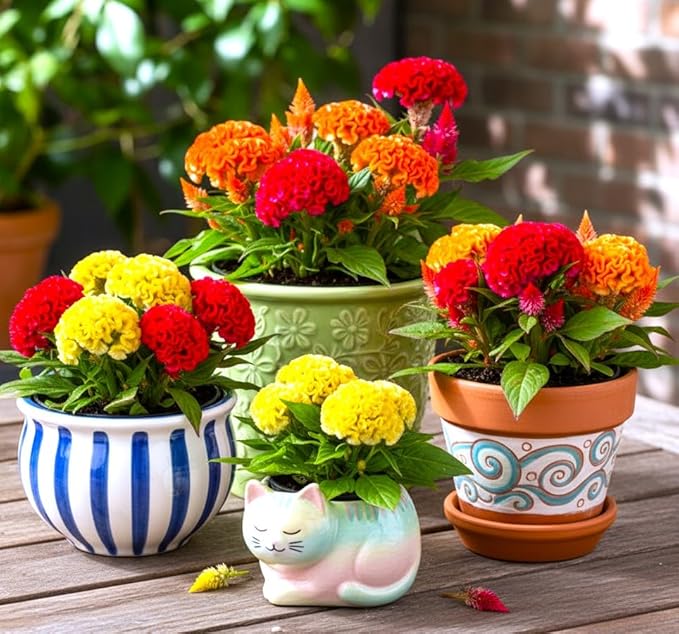 Seeds Cockscomb Coral Garden Dwarf Mix 200+ Seeds Brain Celosia Cristata Crested Cockscomb
