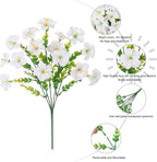 Artificial Flowers for Outdoors Decoration, 20 Bundles White Faux Morning Glory with Eucalyptus Look Real UV Resistant Fake Plants Silk Flowers for Outside Yard Gardens Porch Patio Planter Home Urn