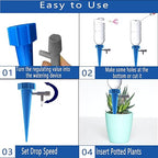 Self Watering Spikes 24 PCS, Auto Plant Watering Devices with Adjustable Release Control Valve Switch,Suitable for Indoor and Outdoor Plants Use