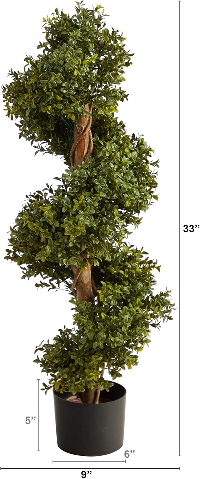 Nearly Natural 33in Artificial Boxwood Spiral Topiary Tree for Indoor Outdoor Entryway Decor