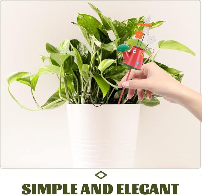 5pcs Metal Decoration Garden Decor, Watering Can Shape Plant Stakes, Stakes for Indoor and Outdoor, for Potted Plants, Greenhouse or Patio