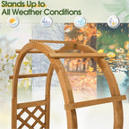 VINGLI Raised Garden Bed with Trellis & Hanging Roof, Wooden Garden Bed, Outdoor Planter Box for Yard, Garden, Balcony (Natural Wood Color, Arched)