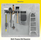 Garage Tool Organizer Wall Mount, 48" Heavy-Duty Metal Wall Organizer, 3 Rails with 6 Adjustable Hooks, Garden Storage Rack for Organization Sturdy Tool Hanging Holder for Shovel Shed Yard