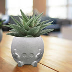 Smiling Plant Pot with Middle Fingers Up, Face Planter Pot Resin Flower Planters for Indoor Outdoor Plants Succulent Pots for String of Pearls Plant Live Gift Ideas for Mother (White)