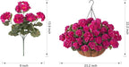 INSPRING Geraniums Artificial Flowers Hanging Basket for Outdoors Outside Spring Decoration, 8 Bundles Silk Flowers Fake Plants Look Real UV Resistant for Porch Home Patio Balcony Yard, Fuchsia