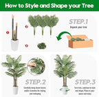 6ft Artificial Palm Tree Indoor Plant，Triple Faux Tropical Areca Floor Plant in Pot，Artificial Plants with Lifelike Leaves for Home Office Decor