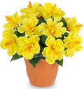 Briful Artificial Hibiscus Flowers in Pot, 14.1" Faux Tropical Flower Plant for Outdoor Porch, Potted Yellow Hibiscus Tabletop Decor for Living Room, Dining Table, Kitchen, Office, Indoor Home Décor