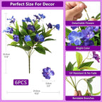 Hommyea Artificial Fake Flowers for Outdoor, 6 Bundles UV Resistant Faux Plants Decoration Silk Flowers No Fade Plastic Flowers for Outside Planters Home Porch Patio Yard Garden Decor