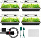 Seed Starter Tray with Grow Light, 192-Cell Seed Starter Kit, Seedling Starter Trays with Humidity Domes, Automatic Timer, Adjustable Light Indoor Gardening Plant Germination Trays