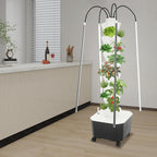 Hydroponic Growing System Herb Garden, 40 Pods Smart Indoor Gardening System w/Grow LED Light Full Spectrum & Water Circulation, Hydroponic Tower Plants Germination Kit for Herbs, Vegetables (White)