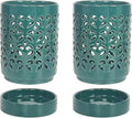 Orchid Pots with Holes 4 Inch 2 Pack, Ceramic Orchid Pot for Repotting with Saucers,More Ventilation Hole Easy Breathing, Plant Pot for Repotting Orchids and Other Flowers,Bullish Green