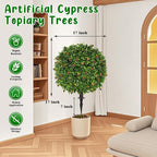 Grooy 2 Pack Artificial Olive Topiary Tree, Artificial Shrub Bushes with Ground Spike, Fake Evergreen Tree for Porch, Artificial Plants for Outdoor Planters Indoor UV Resistant