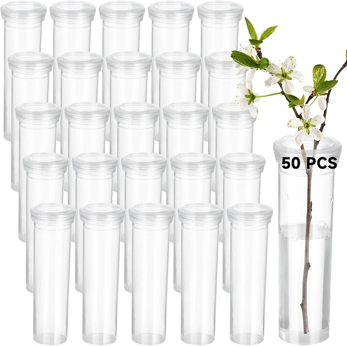 50 PCS Floral Tubes, 60ml Plant Branch Tubes, Milkweed Water Tubes for Flowers, Floral Water Tubes for Milkweed Cuttings, Butterfly Breeding Floral Tubes for Flower Arrangements