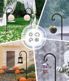 Artigarden 76 inch Outdoor Shepherd Hook with 7 Prong Base (1 Pack), Adjustable Heavy Duty Garden Hanging Stake for Bird Feeder Solar Light Plant Hanger Wedding Decor, Matte Black
