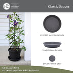 The HC Companies Flower Pot Saucers - Plastic Plant Saucer for Outdoors & Indoors - Traditional Design Plant Pot Trays for Water Drainage - Durable Round Plant Tray (Pack of 1, 21-inch Warm Gray)