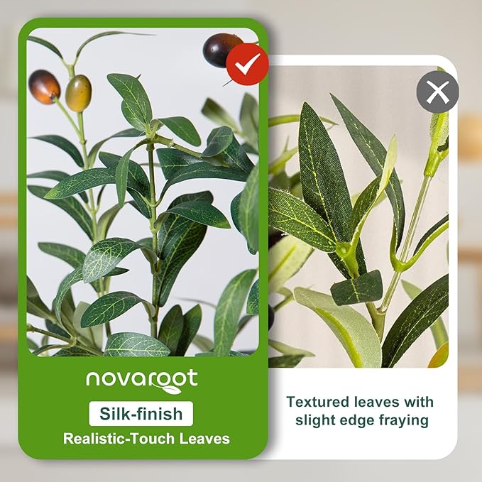 Olive Trees Artificial Indoor, 6FT Tall Faux Olive Tree with Moss and Planter, Artificial Plants Indoor with Natural Wood Trunk and Lifelike Fruits, Fake Tree for Home Office Living Room Decor
