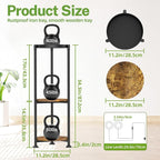 iDavosic.ly 3 Tier Plant Stand Indoor with Grow Light, 30 Inch Tall Vertical Corner Metal Flower Heavy Duty Pot Holder Shelf, Modern Black & Rustic Brown - Round