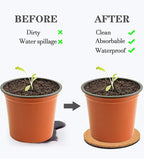 3 Pieces Cork Plant Coasters, 10 Inch Cork Plant Mats, Cork Coaster for Planters, Large Plant Coasters for House Plants Indoors (Nude & Black)