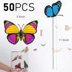 VGOODALL 50pcs Butterfly Garden Decorations, 11.5 inch Plastic Butterfly Stakes Ornaments Artificial Butterflies for Flower Bouquet Arrangements Crafts Outdoor Wall Patio Plant Yard Decor