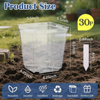 5.5 Inch Clear Square Nursery Pots with Drainage & Labels, 30Pcs Reusable Seed Starter Pots for Vegetables, Indoor Outdoor Gardening, Thick Transparent Plastic Plant Pots for Seed Starting
