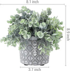 MyGift Artificial Eucalyptus Plant in Modern Gray Concrete Pots with Geometric Embossed Pattern (1, Grey)