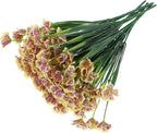 Veemoon 6pcs Yellow Uv-Resistant Faux Orchid Bouquet Set, Decorative Fake Flowers Simulation Arrangement for Home and Living Room Décor, Party Photo Prop, Wedding Centerpiece
