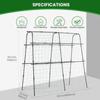 Garden Trellis for Climbing Plants Outdoor, 5.3x5.3ft Garden Trellis Climbing Plant Support Plastic-Coated Metal U-Shaped Vine Vegetables Tomato Cucumber Trellis Raised Bed, with Netting, Black