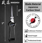 Professional Bonsai Trimming Scissors 7" [Extra Pointed Tips] Made in JAPAN, Plant Trimming Shears, Hand Forged Japanese Carbon Steel Blade, Spring Loaded Handle, Black