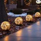 MLKNK Solar Globe Lights Outdoor Waterproof-Solar Balls-Solar Garden Lights-Orbs for Outside 4 Pack Cracked Glass Ball for Lawn Patio Yard Backyard Decorations