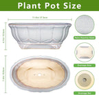 11 Inch Bonsai Pots - Ceramic Bonsai Planters for Indoor Outdoor Plants, Succulent Pots with Drainage Hole, Shallow Planter, Decorative Flower Pot, Home Decor, House Warming Gifts, Oval Grey