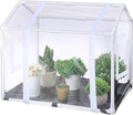 Mini Greenhouse with Potting Mat for Indoor Plant, Heavy Duty Portable Green House with Waterproof Pot Pad for Small Plants, Clear Small Plant Tent for Seed Humidity(White)
