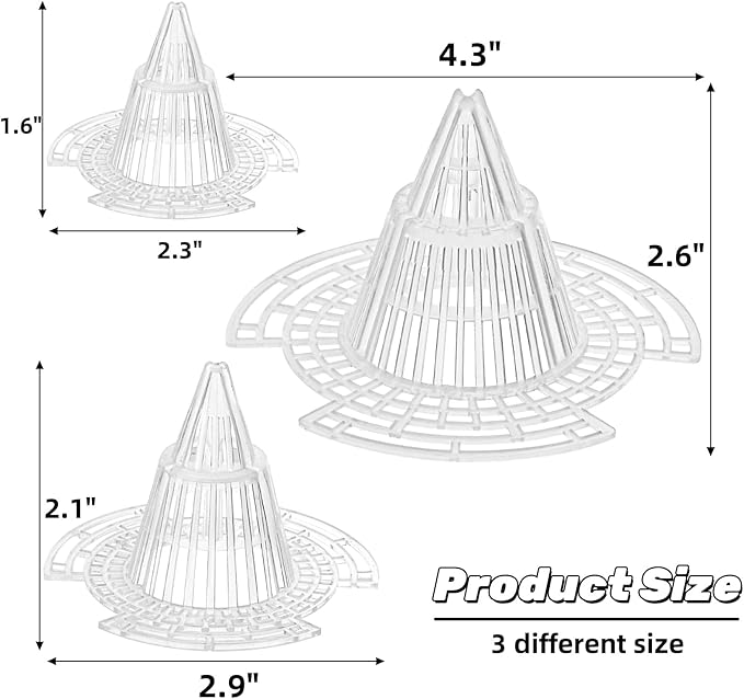 Covzoe 60 Pack Flower Pot Hole Mesh Pad, Plastic Cone Planter Bottom Filtering Grid Mat, DIY Reusable Plant Drain Screens Gasket Drainage Netting for Bonsai Gardening Prevent Soil Loss, 3 Size
