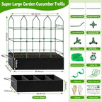 Large Cucumber Trellis for Climbing Plants Outdoor with Grow Bag,67" Tall Metal U-Frame Plant Trellis for Cucumber with Garden Netting and Plant Clip Plant Ties for Vegetables Tomatoes Squash Pea