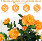 Caxchiling 2FT Artificial Camellia Tree, Small Fake Tree for Outdoor Indoor, Plastic Potted Plants for Home Office, Tabletop Desk Orange Flower Plants (1 Pack)