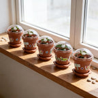 25 Packs Cupcake Plant Nursery Pots with Humidity Dome, Small Plastic Flower Plant Pots with 20 Sheet Stickers, Seeds Starter Pot Flower Planting Container for Seedlings Succulent Display (Wine Red)