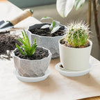 6pcs White Plastic Plant Saucers (6 inch) - Heavy Duty Indoor Plant Trays for Pots with Water Drainage, Drip Catcher & Decor (Set of 6 Round Saucers)