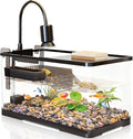 (Tank + Light +Pump + Filter + Filter Balls) Turtle Tank Kit, Turtle Tank Starter Kit,Bottom Drainage, Multi-Function Areas for Turtles, Crabs,Fishes, Amphibians,Reptiles. (15.75 x 8.64 x8.64 Inch)
