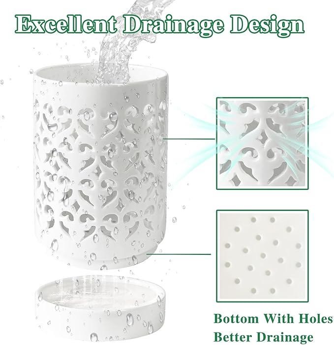 Orchid Pots with Holes 4 Inch, Ceramic Orchid Pot for Repotting with Saucers,More Ventilation Hole Easy Breathing, Plant Pot for Repotting Orchids and Other Flowers - Indoor/Outdoor