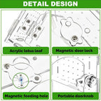 Tlence Jumping Spider Enclosure with Handle, Acrylic Reptile Habitat with One-Click Magnetic Closure, Front Opening Small Terrarium with Ventilation Holes for Tarantulas, Frogs, Gecko, Mantis