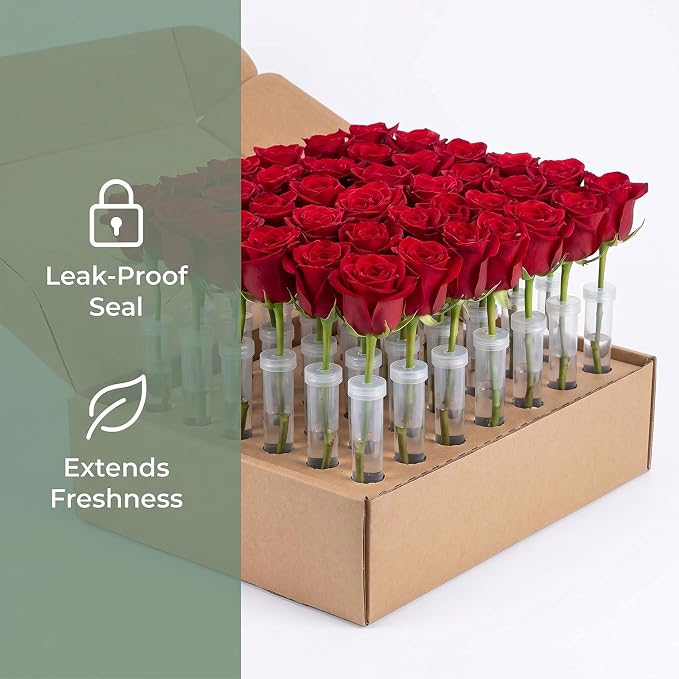 20PCS Floral Water Tubes, Plastic Water Tubes for Flowers, Reusable Orchid Tube Flower Vials for Single Stem Roses, Buds, Bouquets (White)