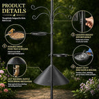 107" Squirrel Proof Bird Feeder Pole with 9 Prongs Base & Squirrel Baffle | 107 Inch, Squirrel Baffle, 9 Prongs Base, 1 Inch Dia, Adjustable, Bird Birdbath, Feeding Tray